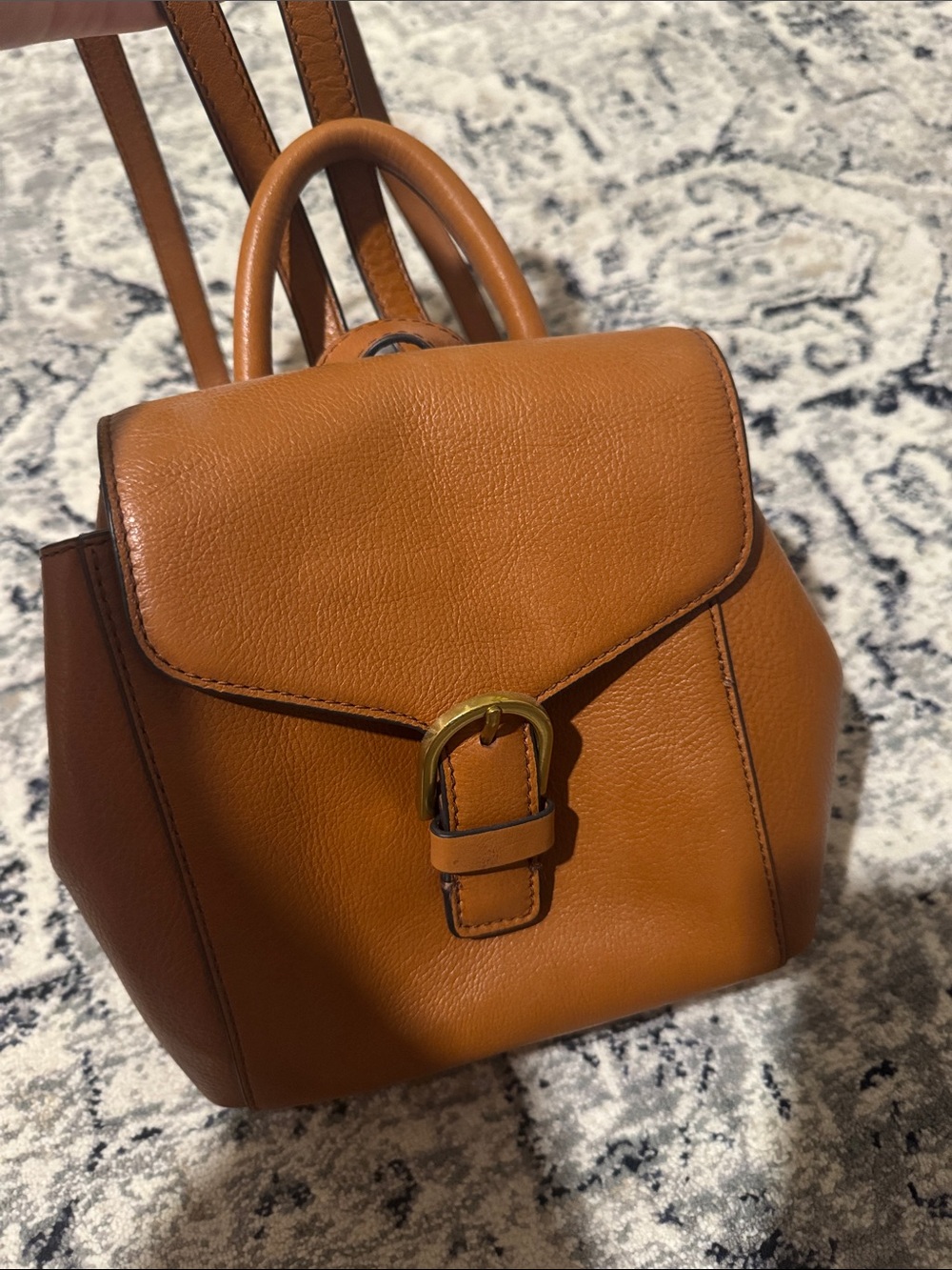 Fossil Tan Leather Mini Backpack